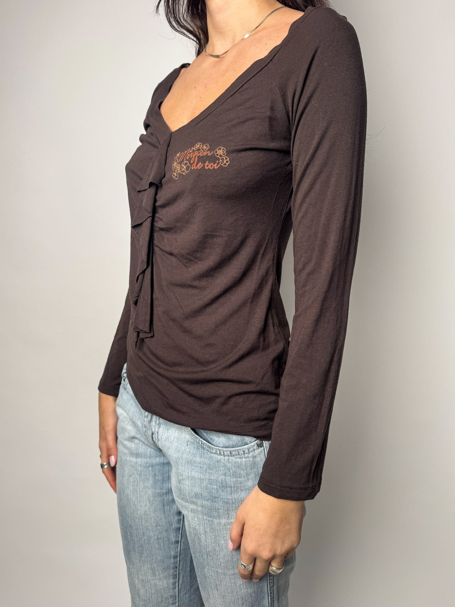 חולצה חומה בשילוב מלמלה Morgan (M)