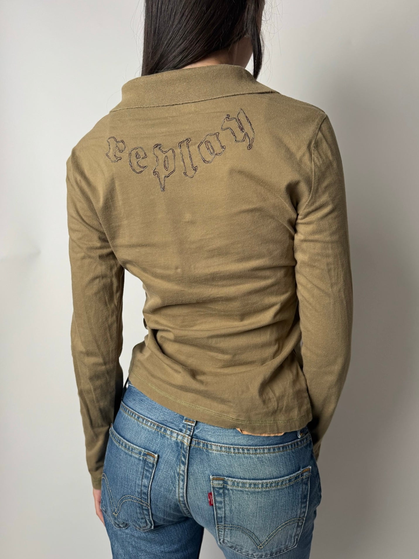 חולצת פולו ירוק זית Replay (S)