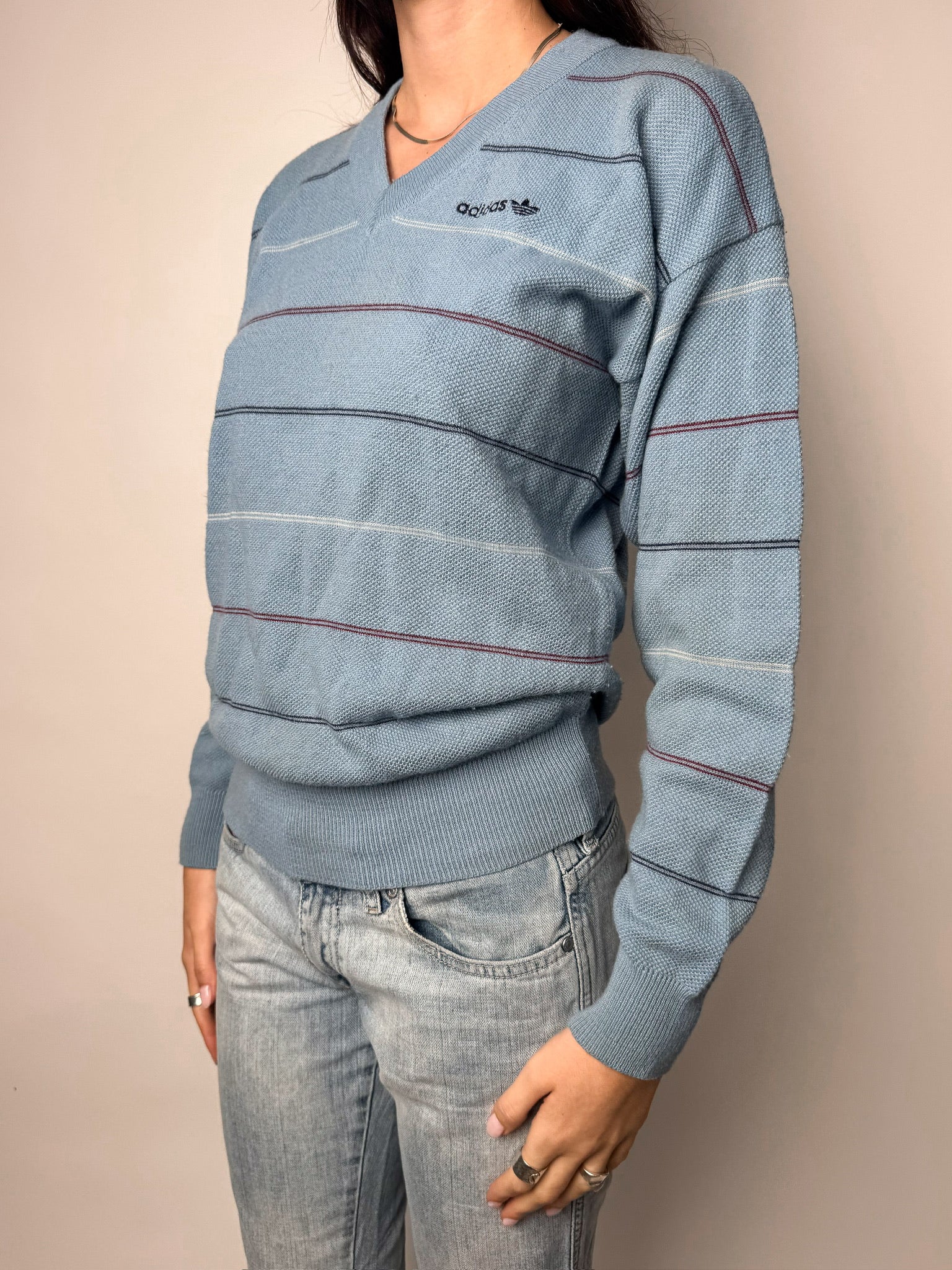 סריג תכלת פסים Adidas (S)