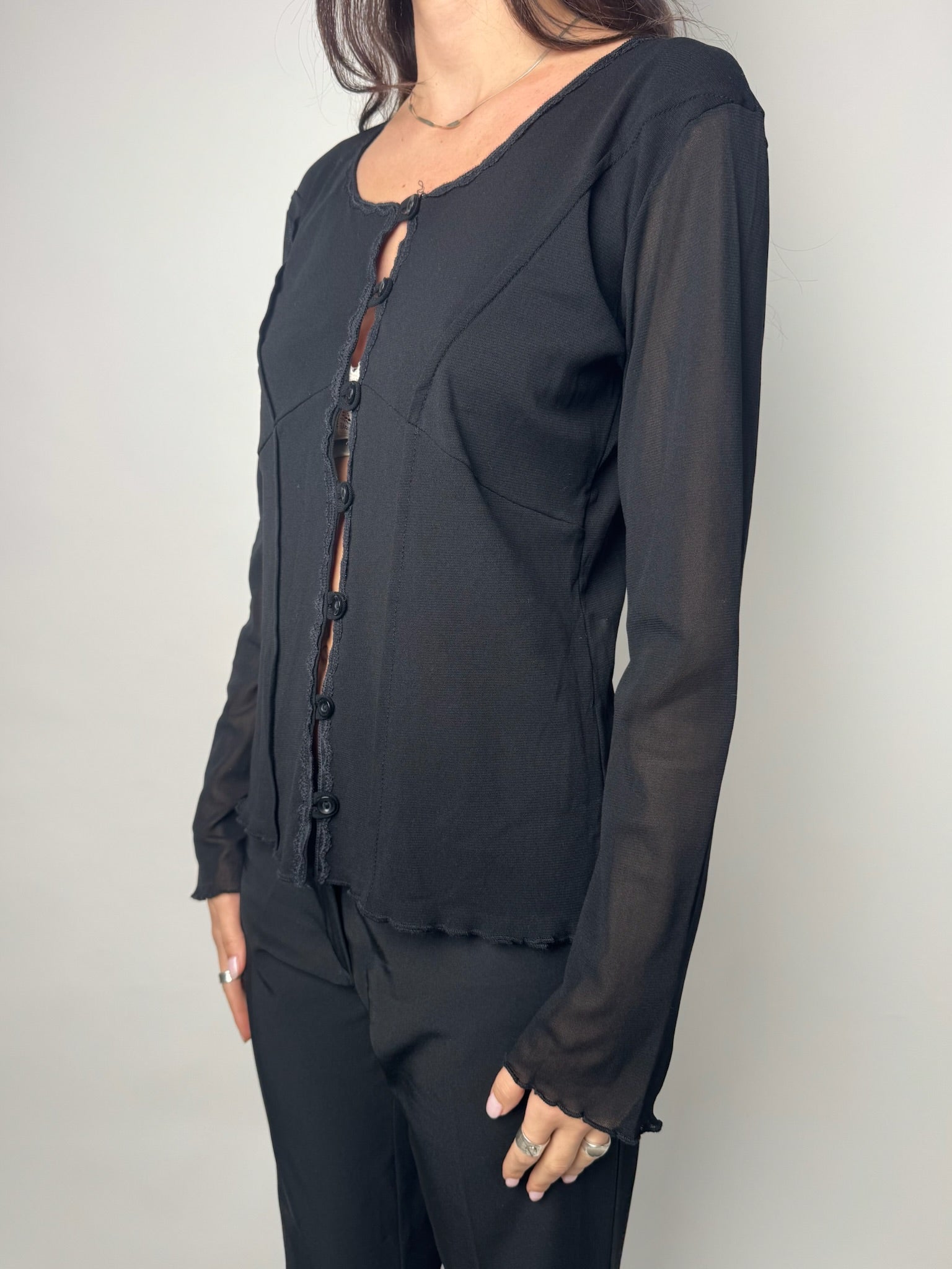 חולצה מכופתרת שחורה (M)