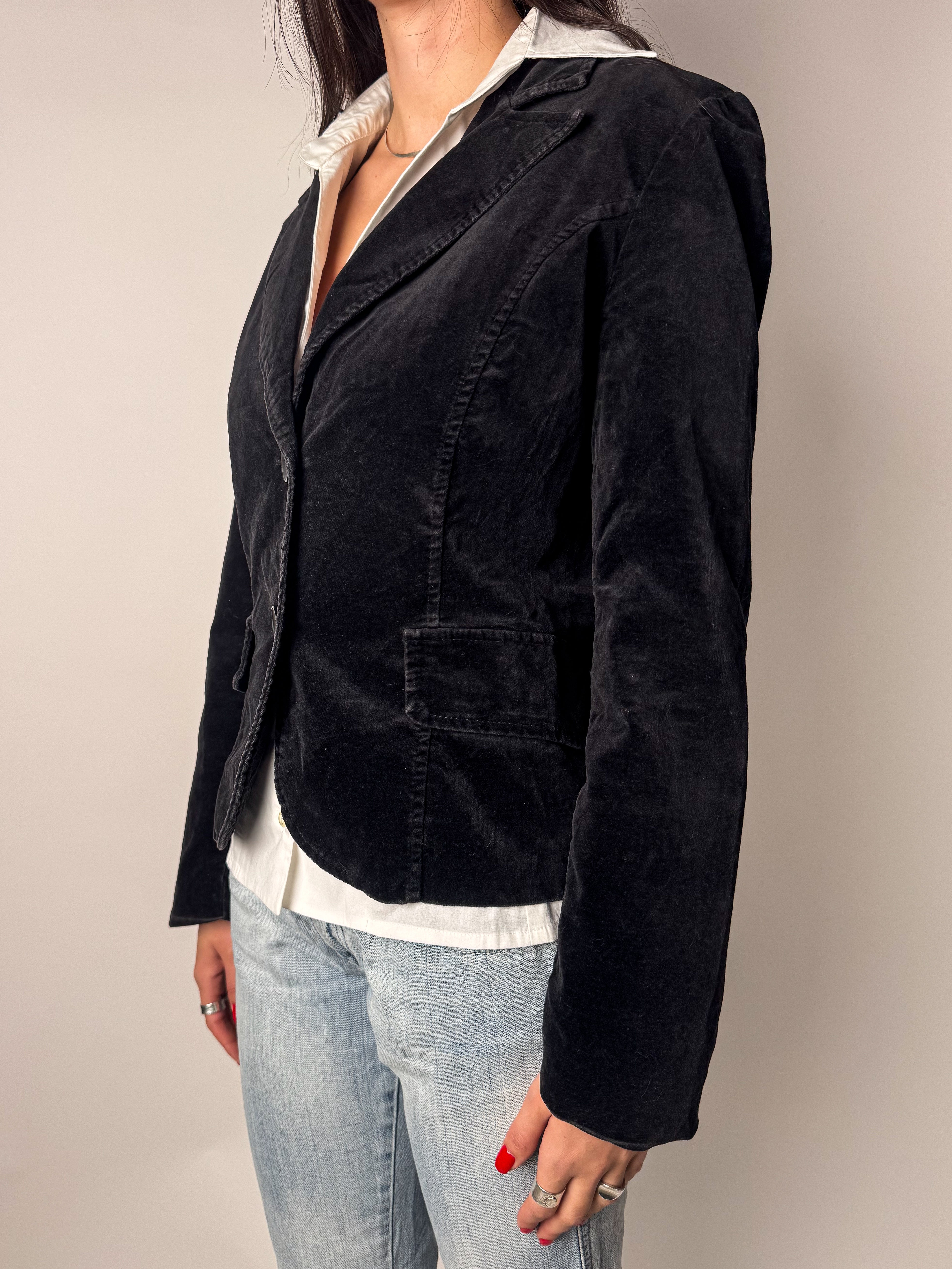 בלייזר קטיפה שחור (S)