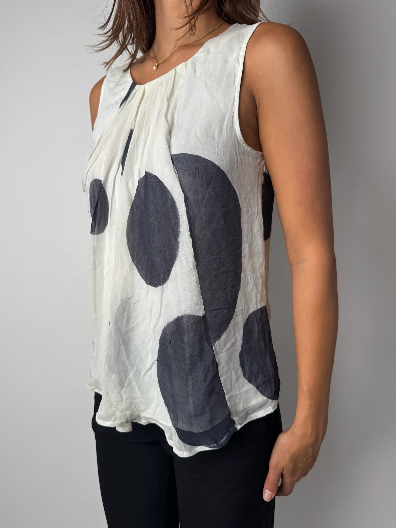 גופיית משי בהדפס נקודות Max Mara (S-M)