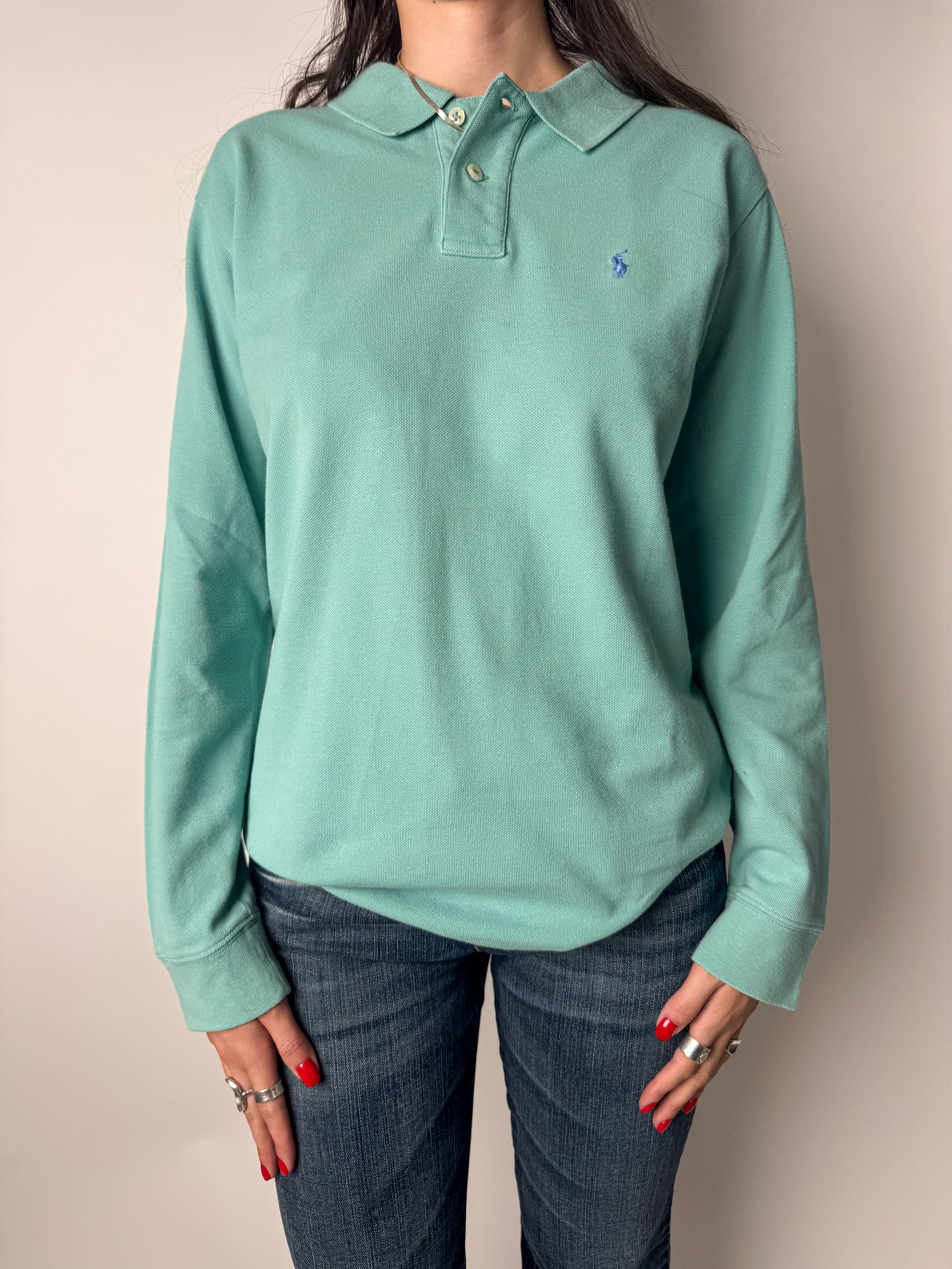 חולצת פולו ארוכה טורקיז (L) Polo Ralph Lauren