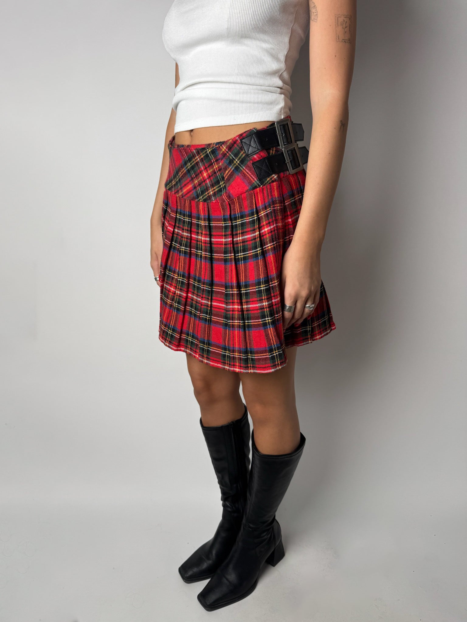 חצאית מיני מעטפת משבצות טארטן (36)