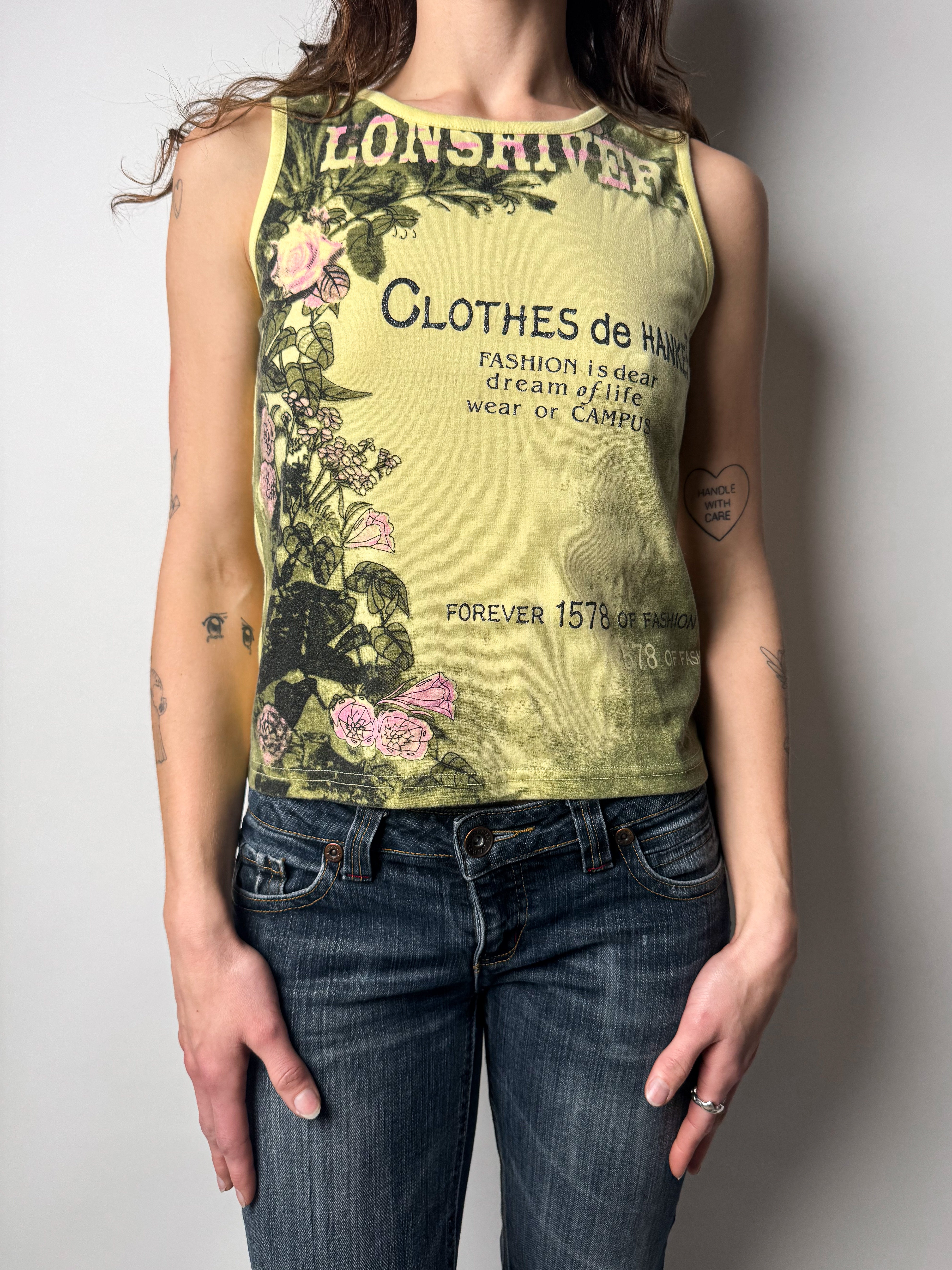 גופיה צהובה בהדפס (M)