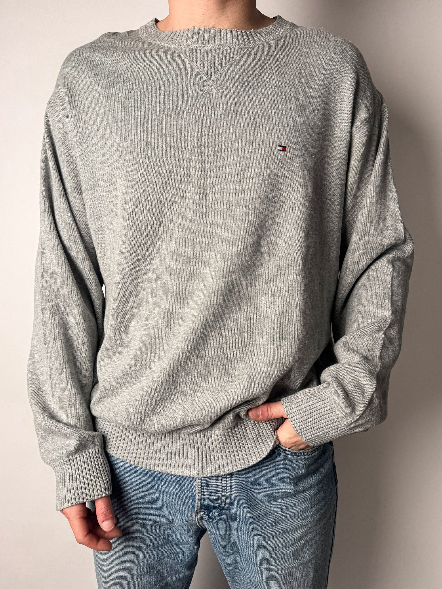 סריג כותנה אפור Tommy Hilfiger (XL)