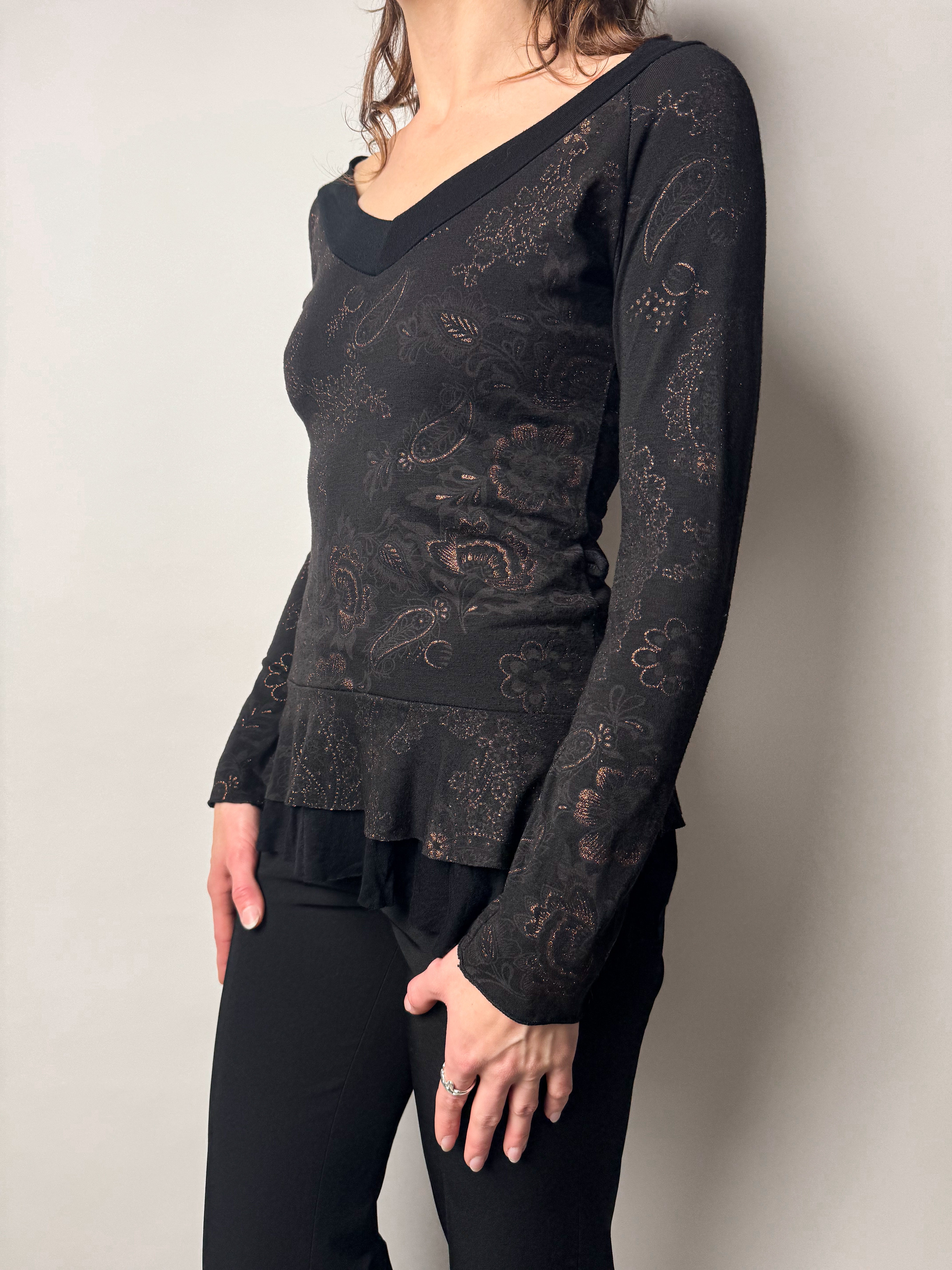 טוניקת וי ארוכה פרחונית (M)