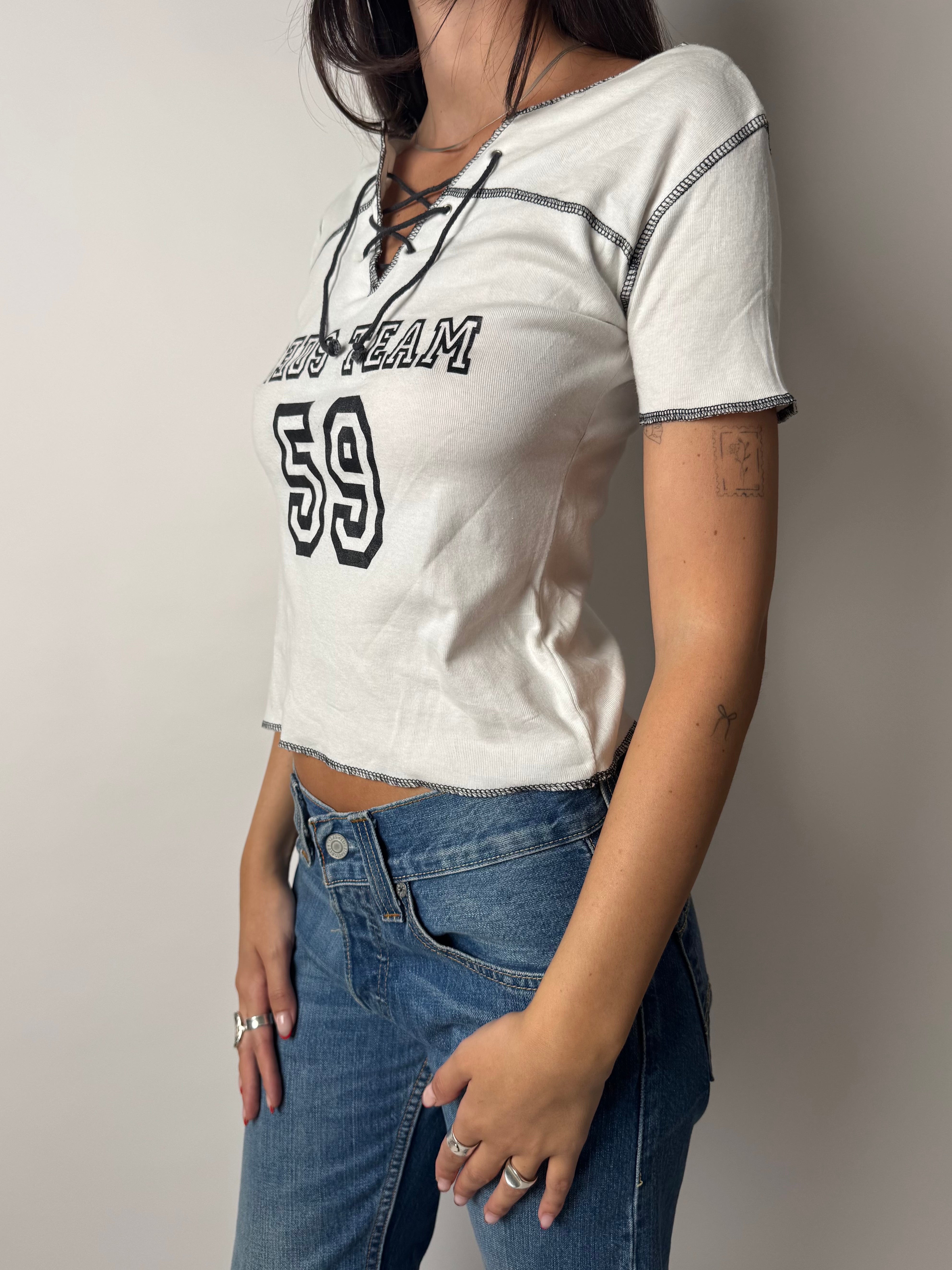 טי שרט בשילוב קשירה (M)