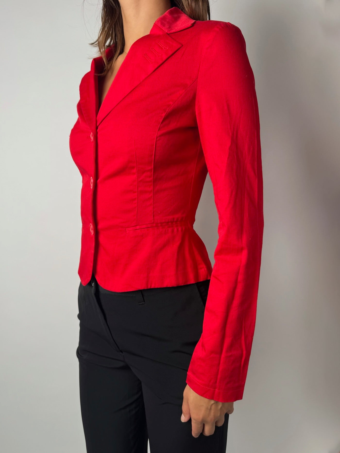 בלייזר אדום מחויט (XS-S)