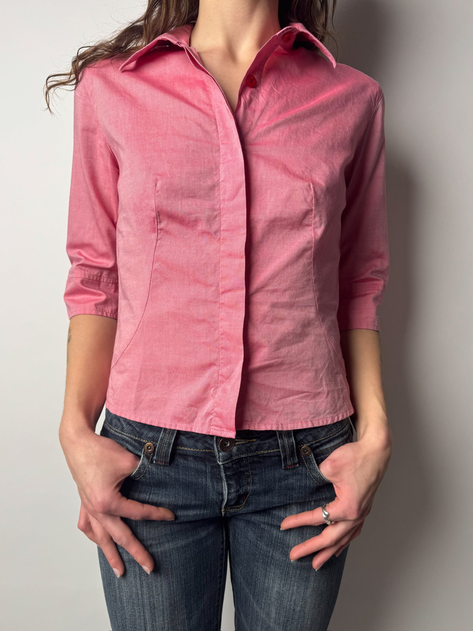 חולצה מכופתרת ורודה (S)