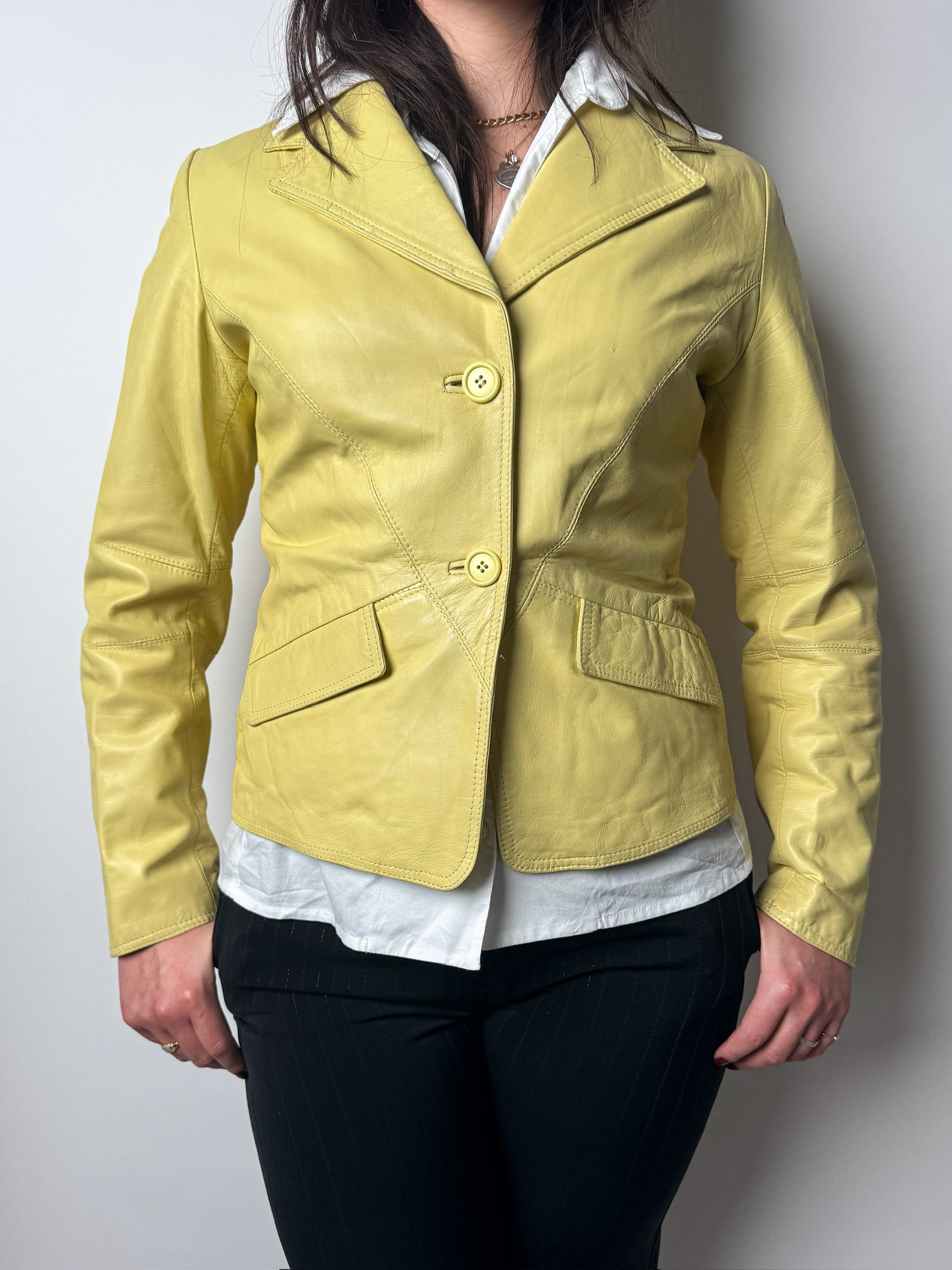 מעיל עור צהוב (M)