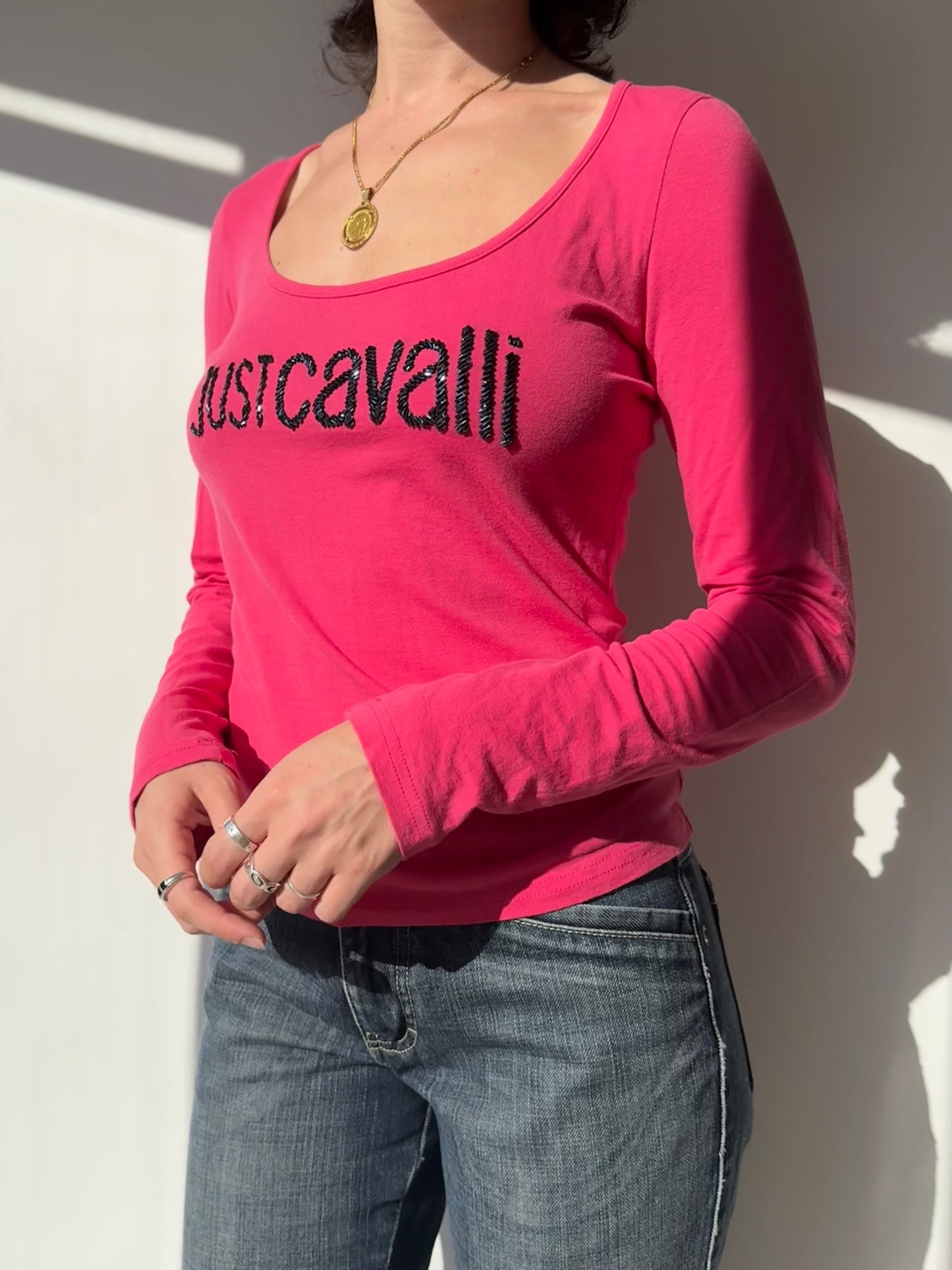 טי שרט ארוכה לוגו Just Cavalli (S)