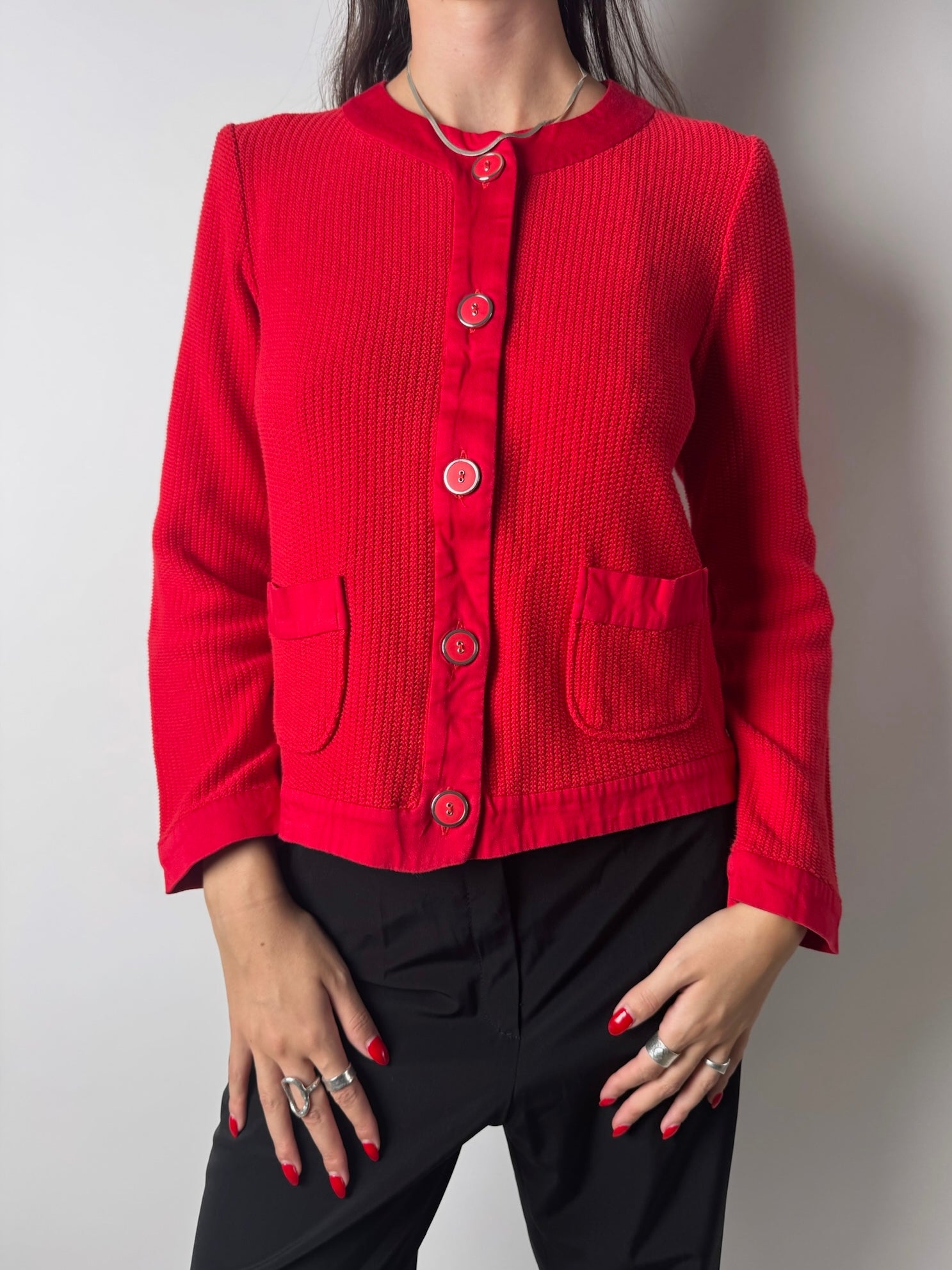 קרדיגן אדום סרוג (M)