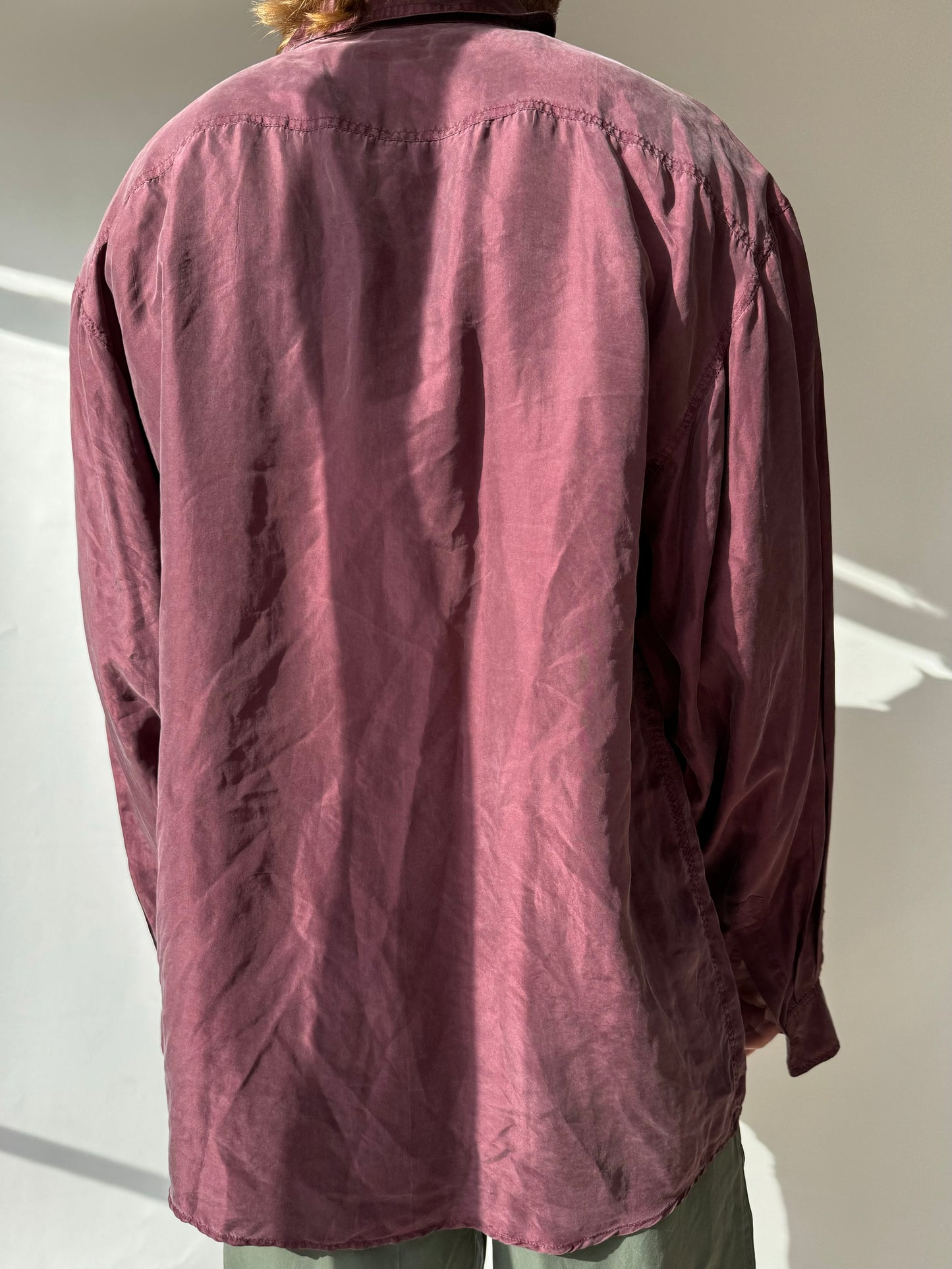 חולצת משי מכופתרת בורדו (XL)
