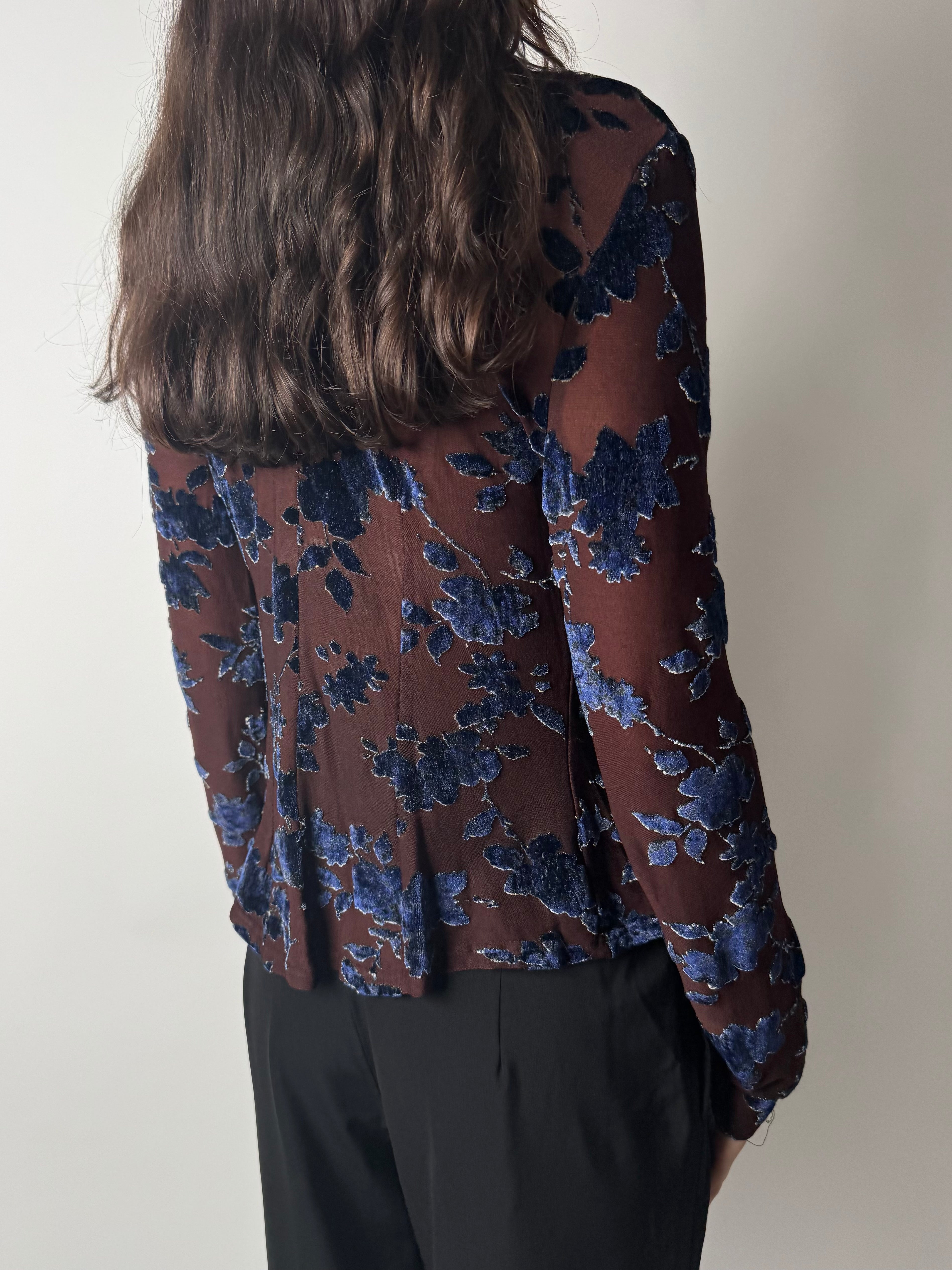 חולצה מכופתרת בשילוב קטיפה (S)