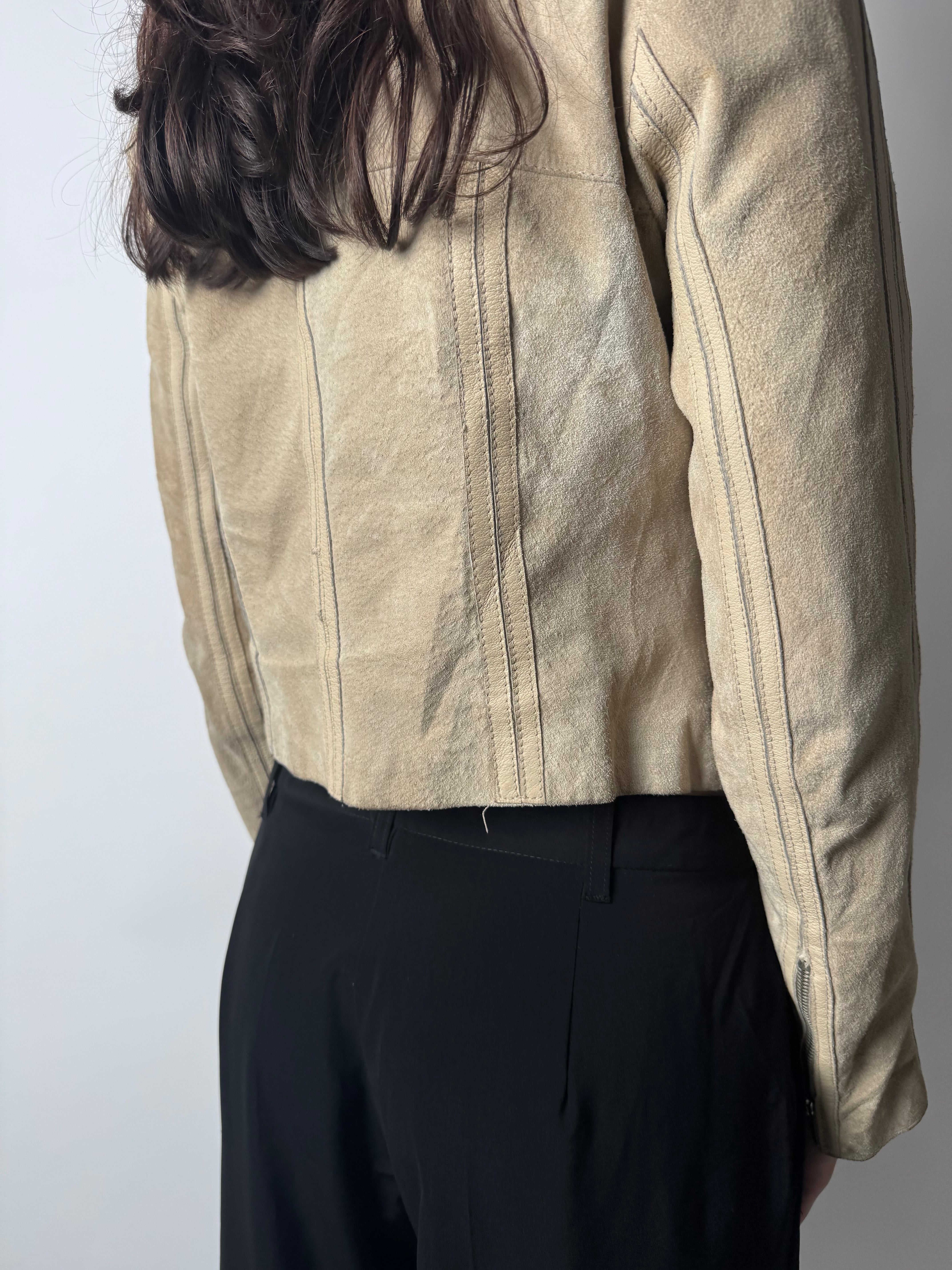 מעיל זמש בייקר עם קשירה (S)