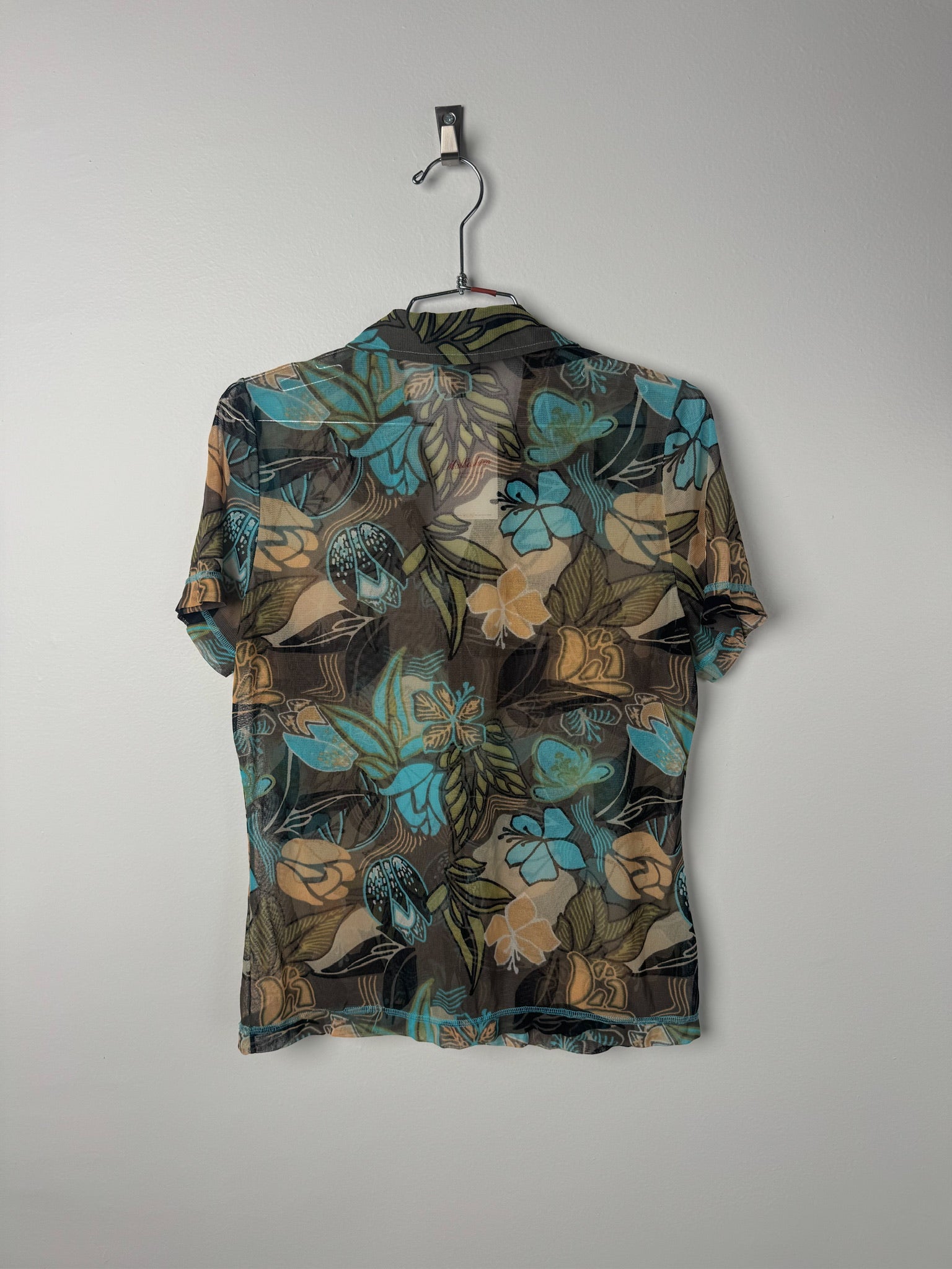 חולצת מש שקופה בהדפס פרחוני (L)