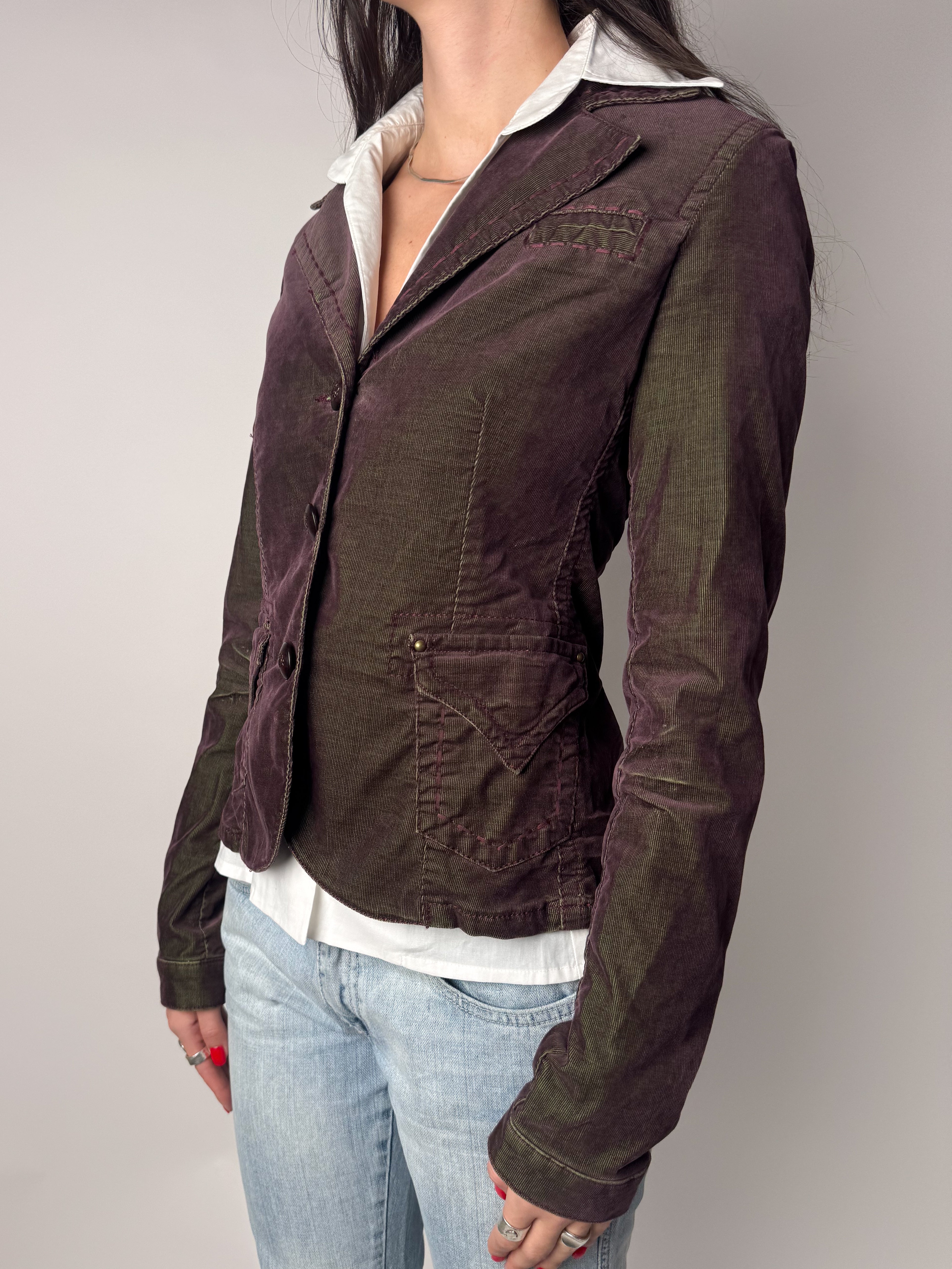 בלייזר קורדרוי סגול וירוק Guess (XS)