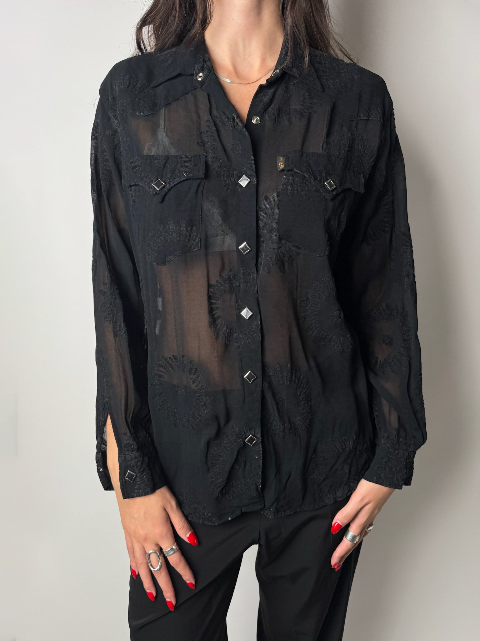 חולצה שחורה פרחונית Replay (M)